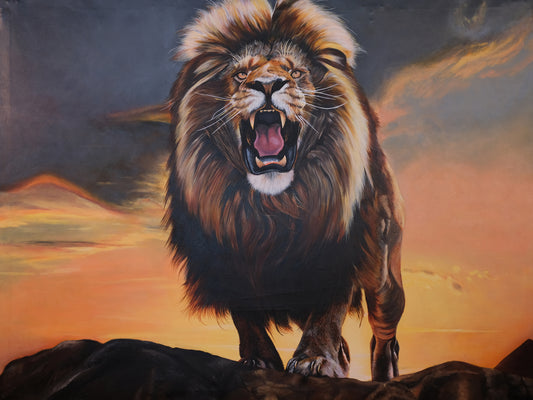 Original Lion Roar ''Sazar'' Mixed Media & Acrylic Painting - Fine Art Acrylic Painting