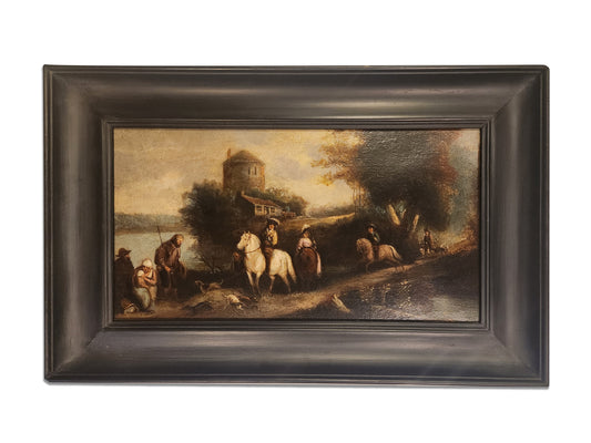 Hunting Party Of Nobles Set On Italian Landscape Oil Painting - Fine Art Oil Painting