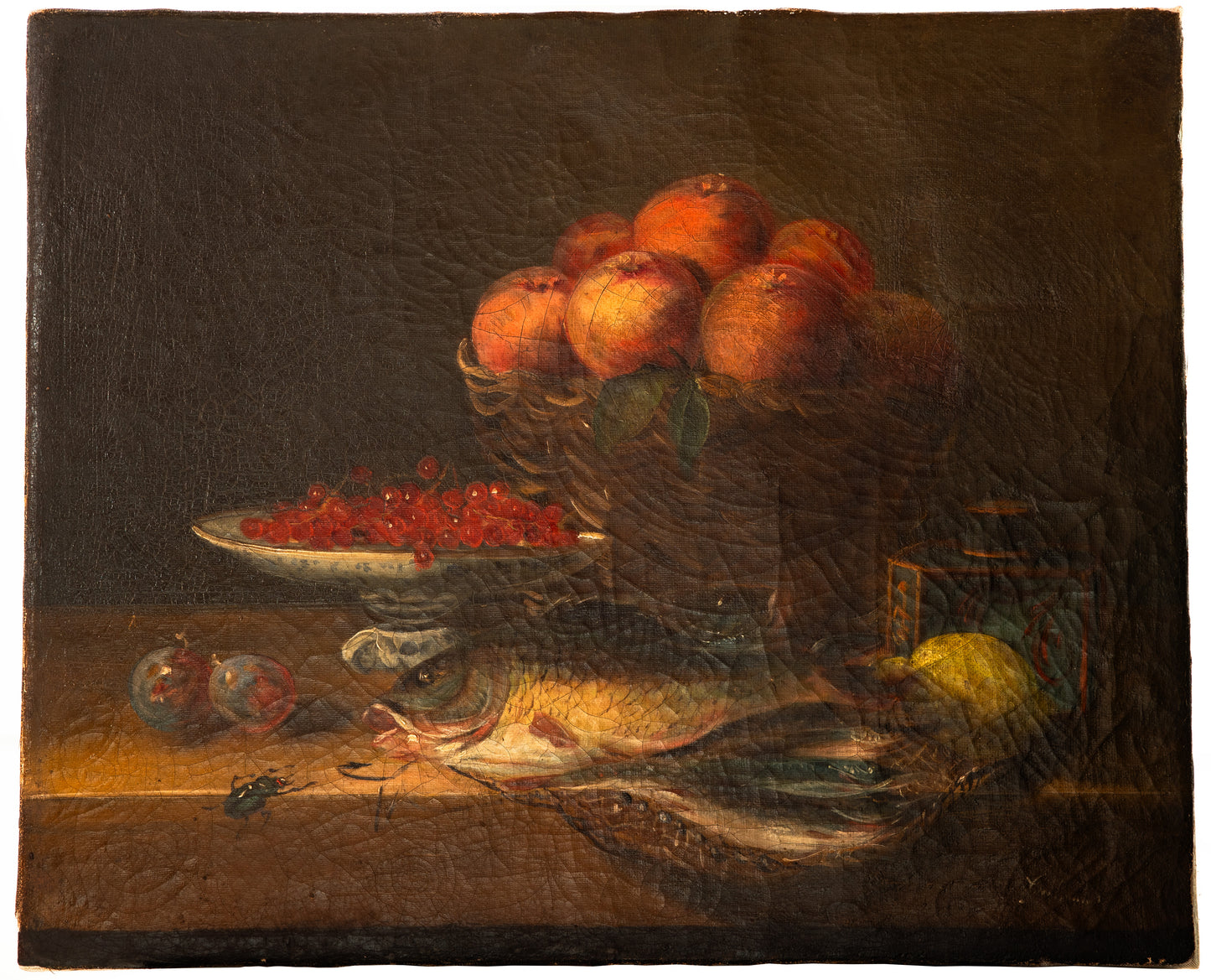 Original Still Life With Fish by Georg Flegel Follower - 18th Century Fine Art Oil Painting