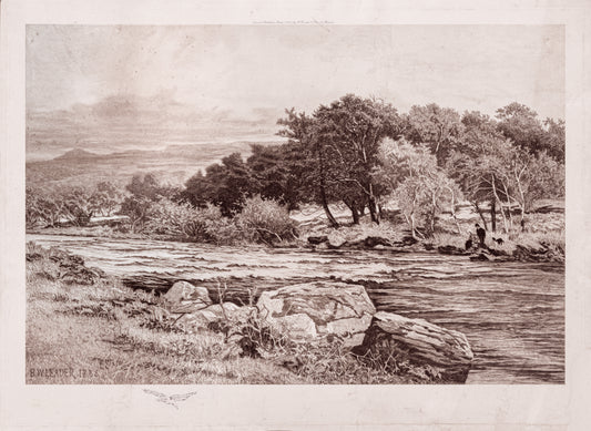 Original Large Landscape Etching After B.W Leader